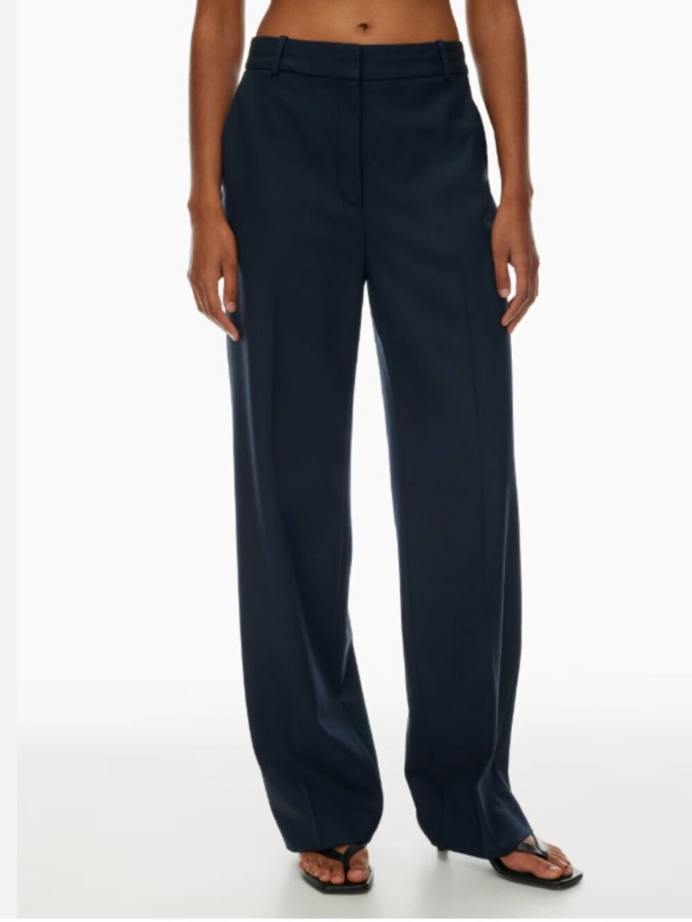 Babaton Agency High-Rise Straight Leg Trousers in Navy Stretch Wool